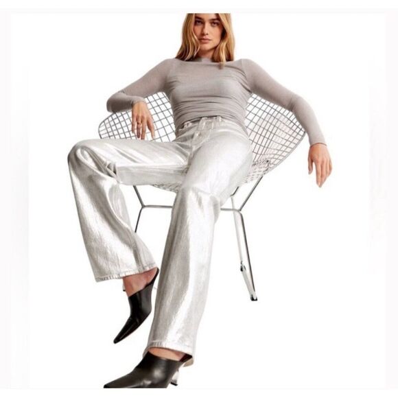 abercrombie fitch the 90's relaxed jean high rise silver Denim 24 00 - Picture 2 of 9